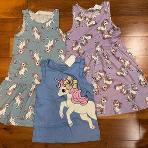 H&M Girls Unicorn Tank Dresses & Top - Blue, Lavender, Light Blue- size 8/10